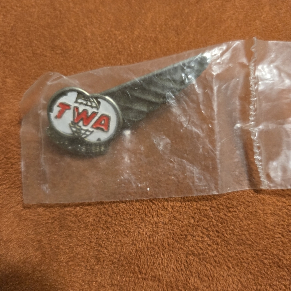 Vintage Wing Pin in Silver and Red